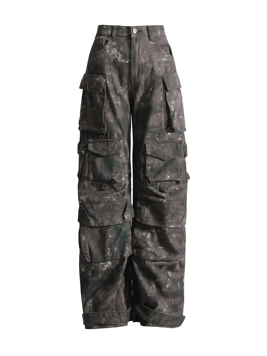 "Trendy Women's American Black & Grey Multi-Pocket Denim Workwear